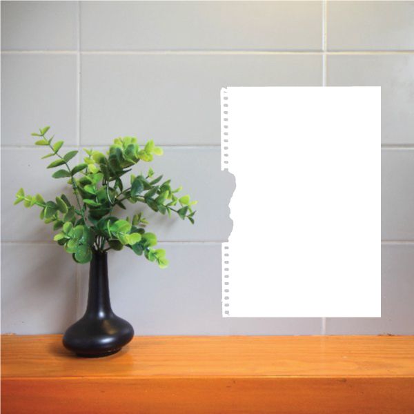 White paper notebook wall decal with binder-hole strip on left edge