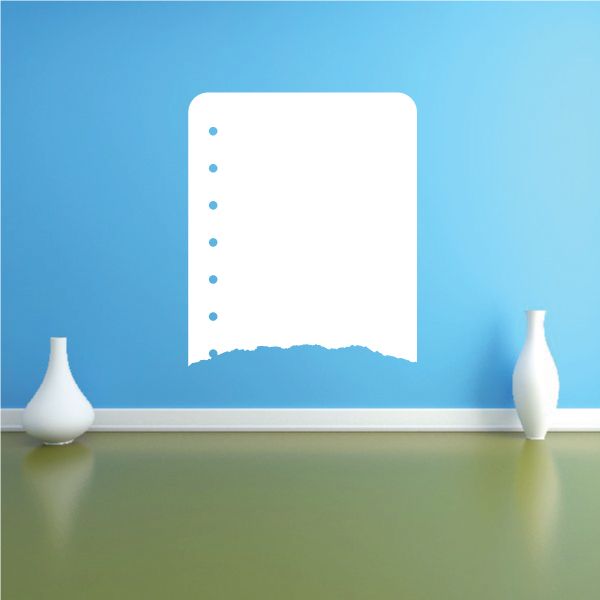 White wall decal with vertical row of small blue dots