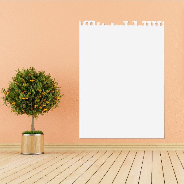 Vinyl wall decal with decorative top border and blank center