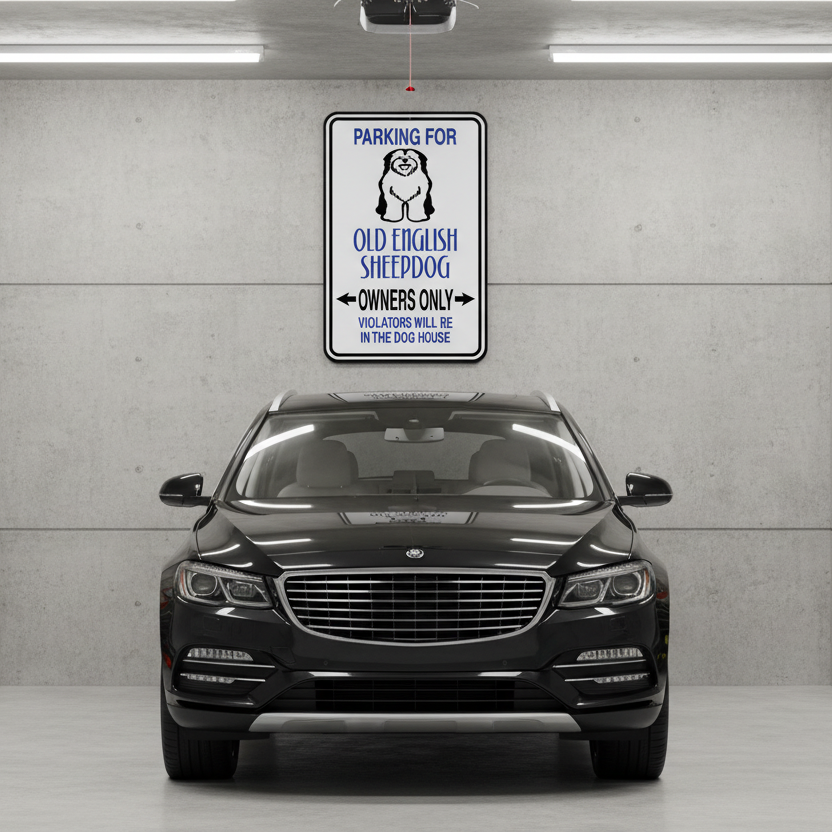 Image of Parking For Old English Sheepdog Owners Only Fun Sign Wall Decal - Vinyl Sticker - Car Sticker - Die Cut Sticker - CD069