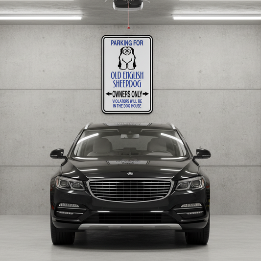 Image of Parking For Old English Sheepdog Owners Only Fun Sign Wall Decal - Vinyl Sticker - Car Sticker - Die Cut Sticker - CD069
