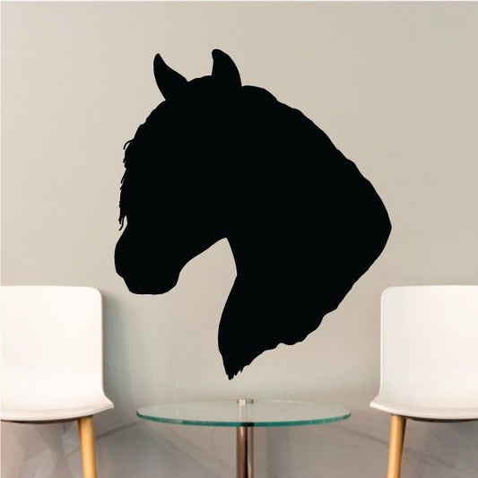 Custom vinyl wall decal of a black horse head with side profile