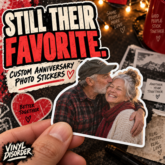 Custom Anniversary Photo Stickers — custom photo sticker example