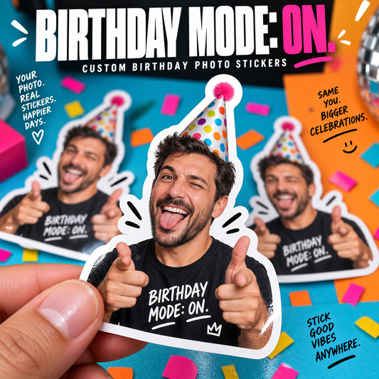 Custom Birthday Photo Stickers — example custom photo stickers