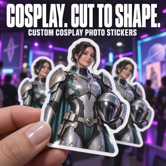 Custom Cosplay Photo Stickers — example custom photo stickers