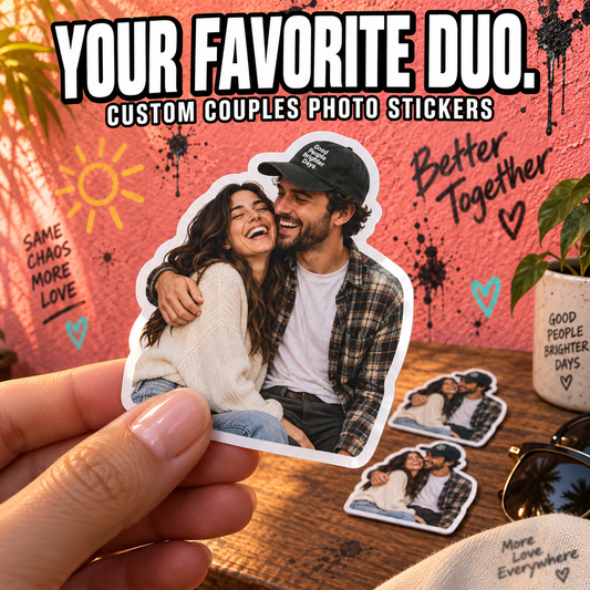 Custom Couples Photo Stickers — example custom photo stickers