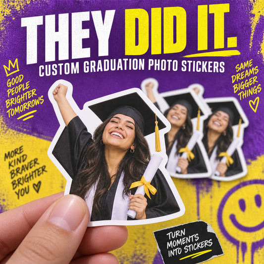 Custom Graduation Photo Stickers — example custom photo stickers