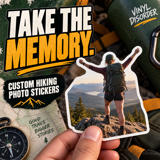 Custom Hiking Photo Stickers — custom photo sticker example