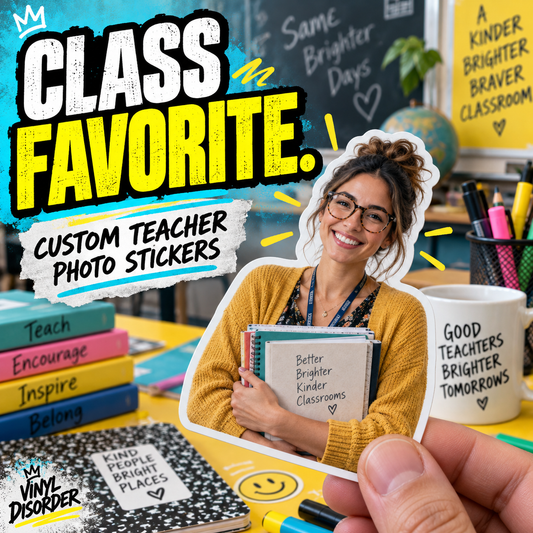 Custom Teacher Photo Stickers — custom photo sticker example
