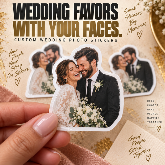 Custom Wedding Photo Stickers — example custom photo stickers