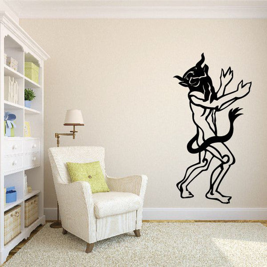 Pig-headed cultist decal, black horned figure with raised arms