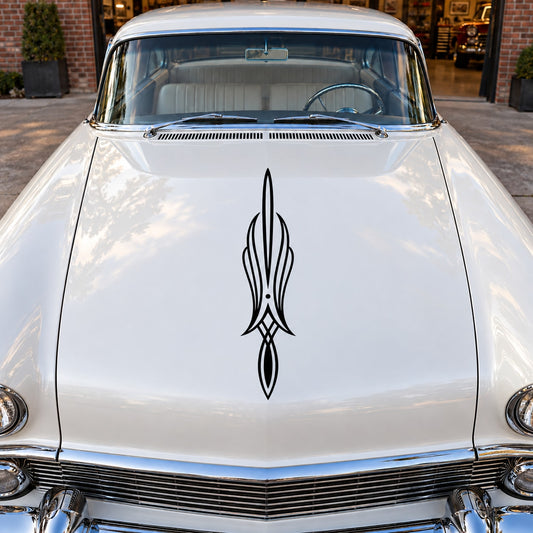 Pinstripe arrow vinyl decal sticker for car hood, black outline lines