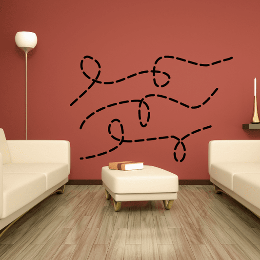 Airplane trail decal set with dashed flight path and plane icons