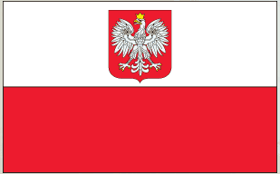 Poland flag sticker with red and white stripes and crowned eagle coat of arms