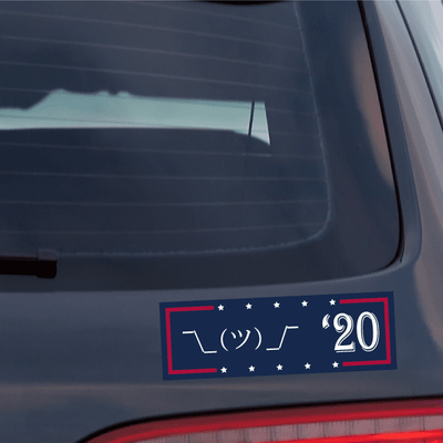 A bumper sticker promoting a political campaign with a price tag