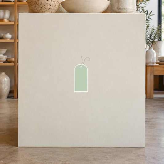 Price tag sticker sheet with hanging tag outline in green