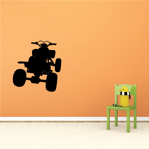 Quad bike vinyl wall decal with black silhouette