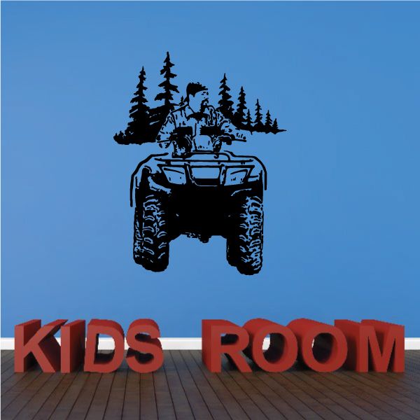 Kids Room vinyl wall decal with tractor and forest graphic