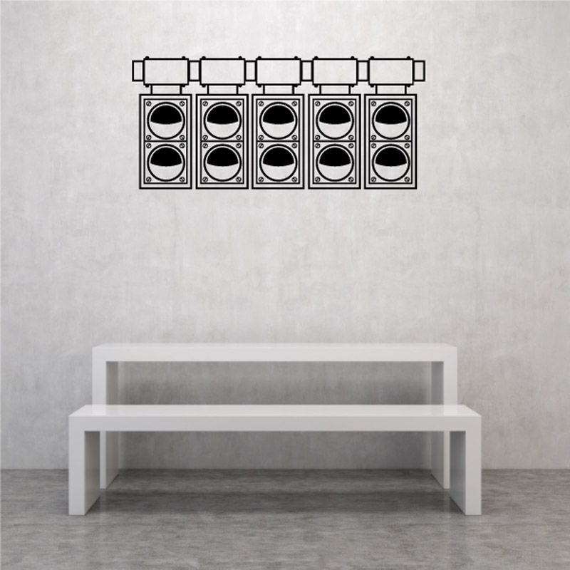 Grid light vinyl decal with five-row speaker-style black circles in rectangles