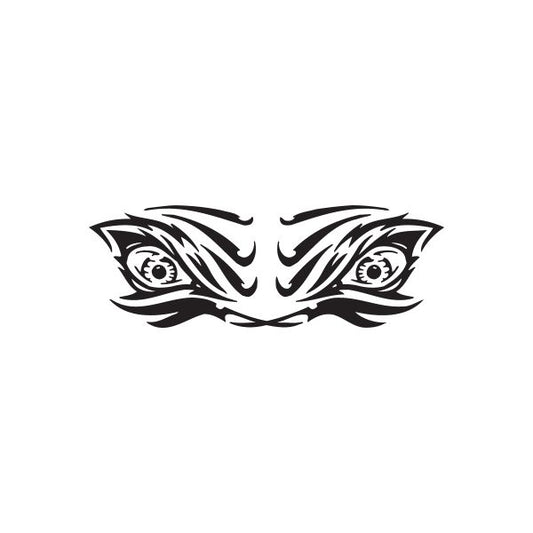 Racing graphic wall decal: stylized black racing eyes with flame accents