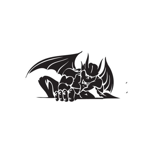 Racing graphic wall decal, black racing dragon and skull silhouette