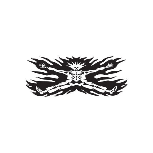 Racing graphic wall decal with black wing motif and sunburst center