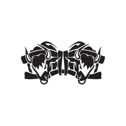 Racing graphic vinyl wall decal with mirrored black animal heads and flames