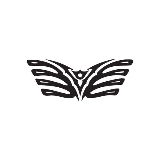 Racing graphic wall decal: black wing design with white stripe details