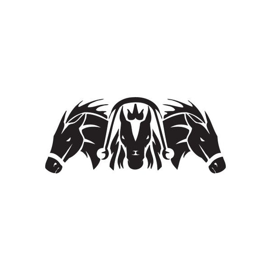 Racing vinyl wall decal with black animal head and flame graphic