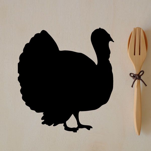 Realistic turkey silhouette wall decal, black