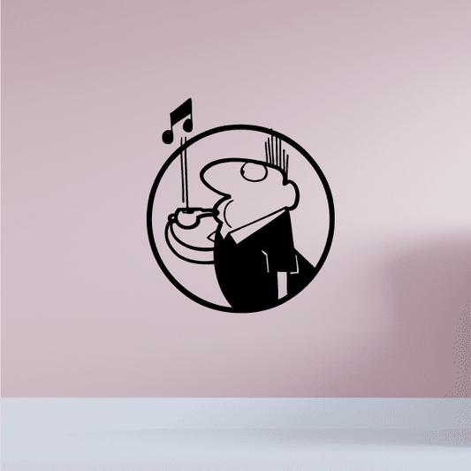 Referee whistle decal: referee in black suit, blowing whistle inside circular icon