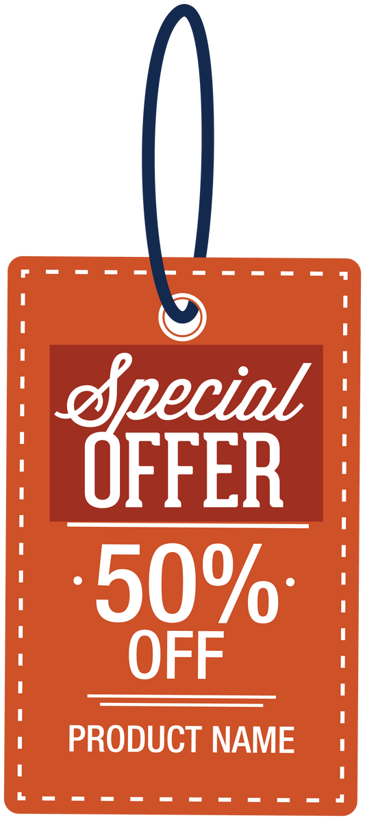 Orange special offer discount sticker sign with “Special OFF 50% OFF” text