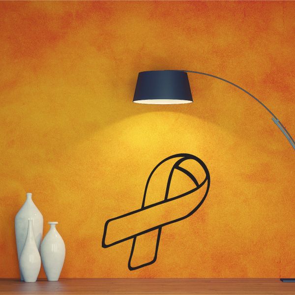 Black outlined ribbon decal with curving banner and center loop