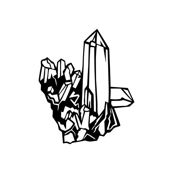 Space navigation car vinyl decal sticker: black rocket with fragmented rock shapes