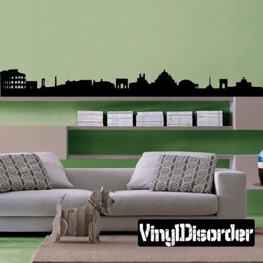Rome Italy skyline wall decal: black city silhouette and VingyDecor text
