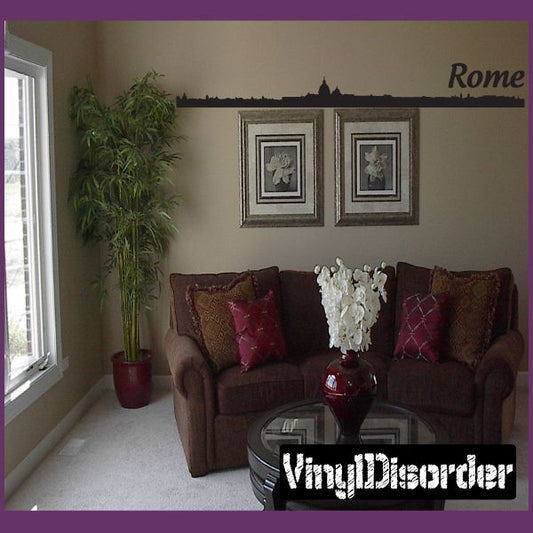 Rome skyline wall decal with "Rome" text in dark lettering