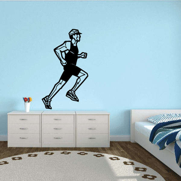 Black running figure wall decal, vinyl silhouette for indoor wall decor