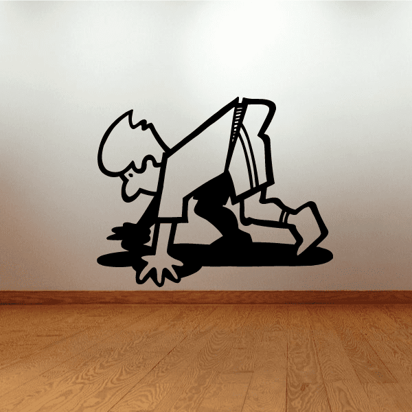 Running cartoon character wall vinyl decal in black
