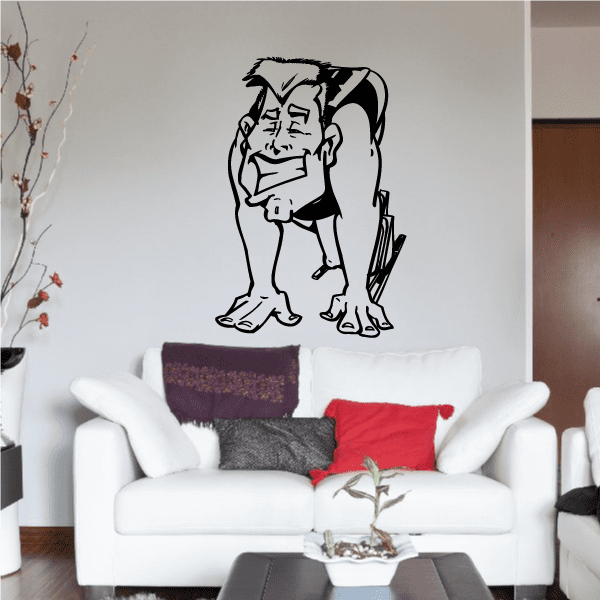 Vinyl wall decal featuring a black outline cartoon running dog silhouette