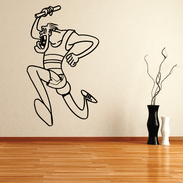 Running wall decal: outline runner doing a sprint pose, vinyl sticker design