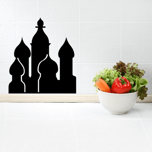 Black Russian building skyline wall decal with domes and spires