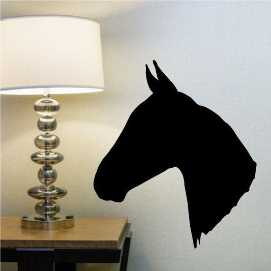 Horse head decal, black silhouette with pointed ears and neck outline