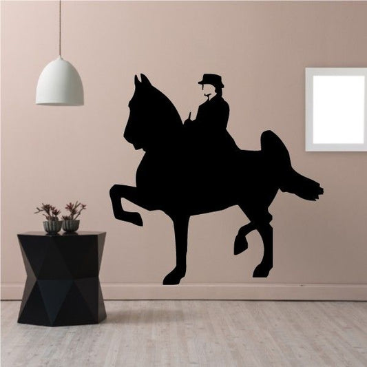 Black horse with rider wall decal silhouette