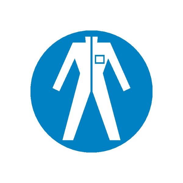 Blue circular safety sign wall decal with white roadwork graphic