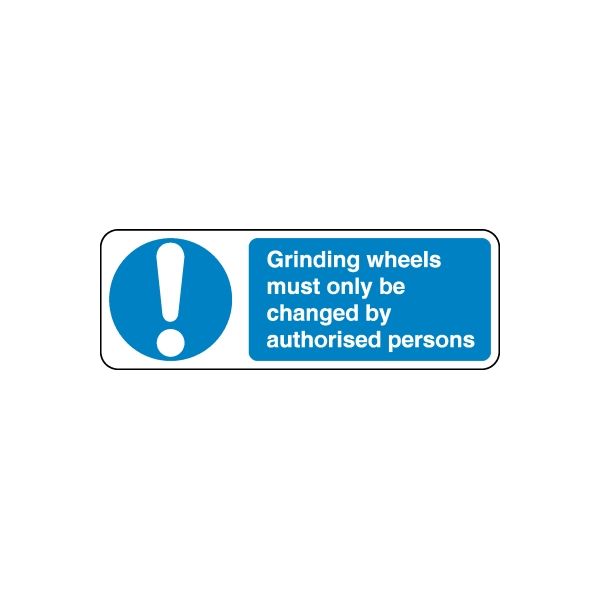 Safety sign wall decal: blue exclamation mark symbol with warning text