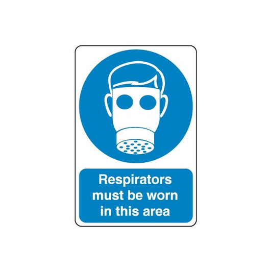 Safety sign wall decal with respirator icon and message Respirators must be worn in this area
