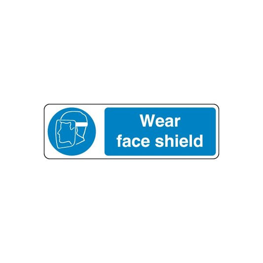 Safety sign vinyl sticker: “Wear face shield” text with face shield icon