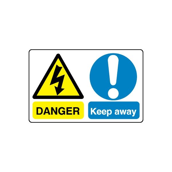 Safety sign wall decal: danger triangle, exclamation, Keep away text