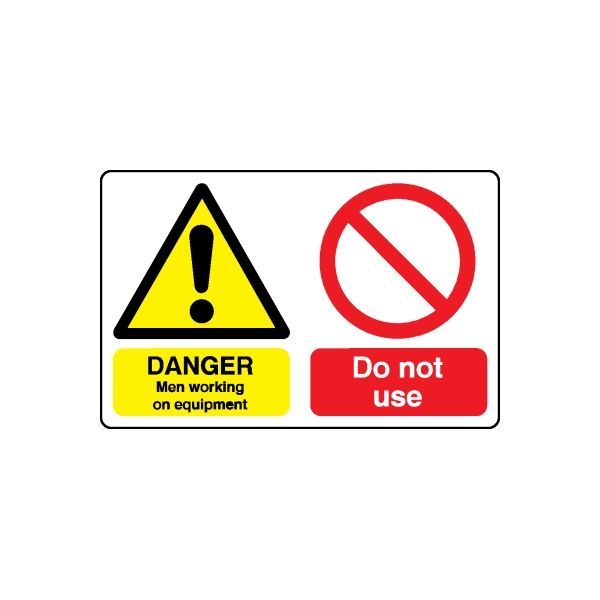 Safety warning decal with triangle exclamation, DANGER label, and Do not use sign