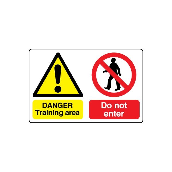 Safety sign wall decal with yellow danger triangle and 'Do not enter' red circle